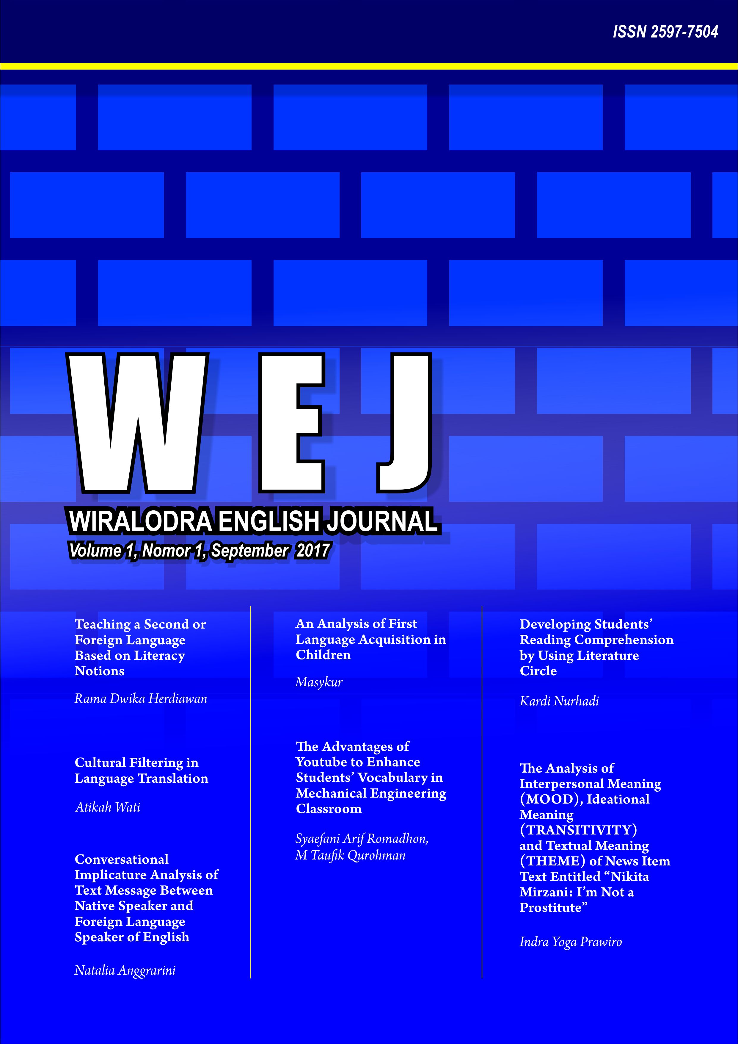					View Vol. 1 No. 1 (2017): Wiralodra English Journal
				